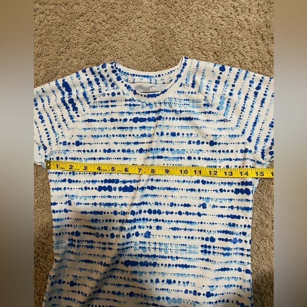 Eddie Bauer girls size L blue and white rash guard - Picture 3 of 5